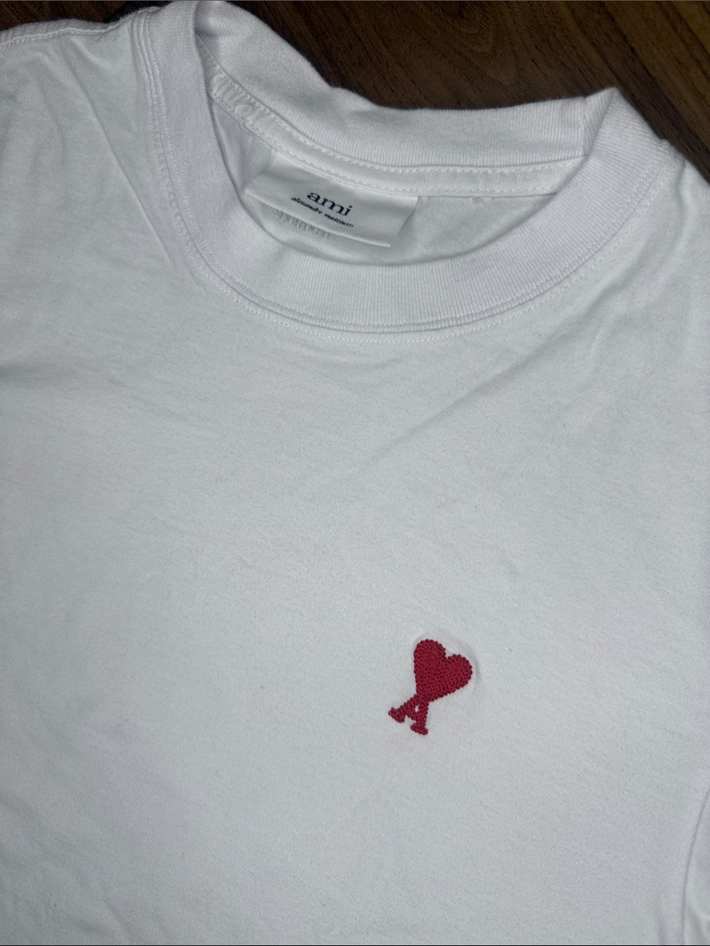 Ami White T-Shirt with Red Heart 'A' Logo - Picture 2 of 3